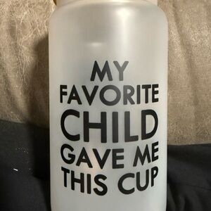 Funny Frosted Glass Cup – “My Favorite Child Gave Me This Cup” with Bamboo Lid